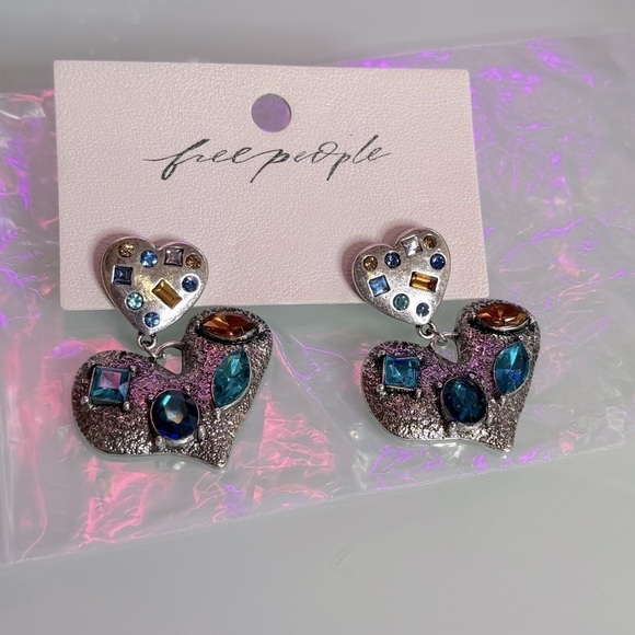 FREE PEOPLE My Everything Dangles (silver/turquoise blue) - Picture 3 of 3